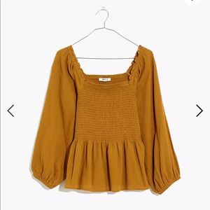 NWT Madewell Lucie Smocked Peplum Top 00